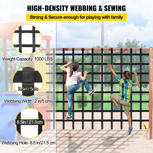 VEVOR Climbing Cargo Net, 8' x 6' Playground Climbing Net, Polyester