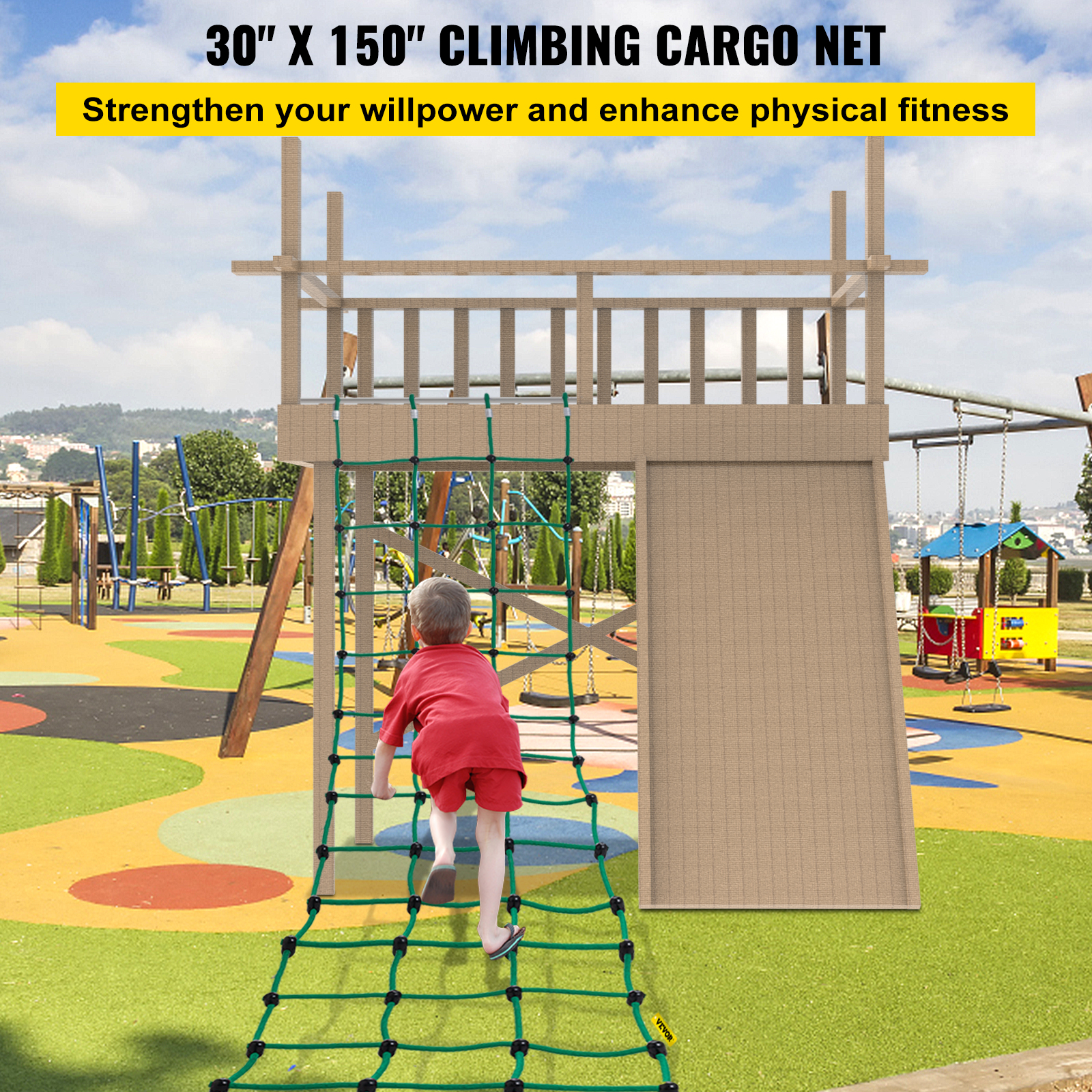 VEVOR Climbing Cargo Net Climbing Net 30" x 150" Playground Rope Ladder