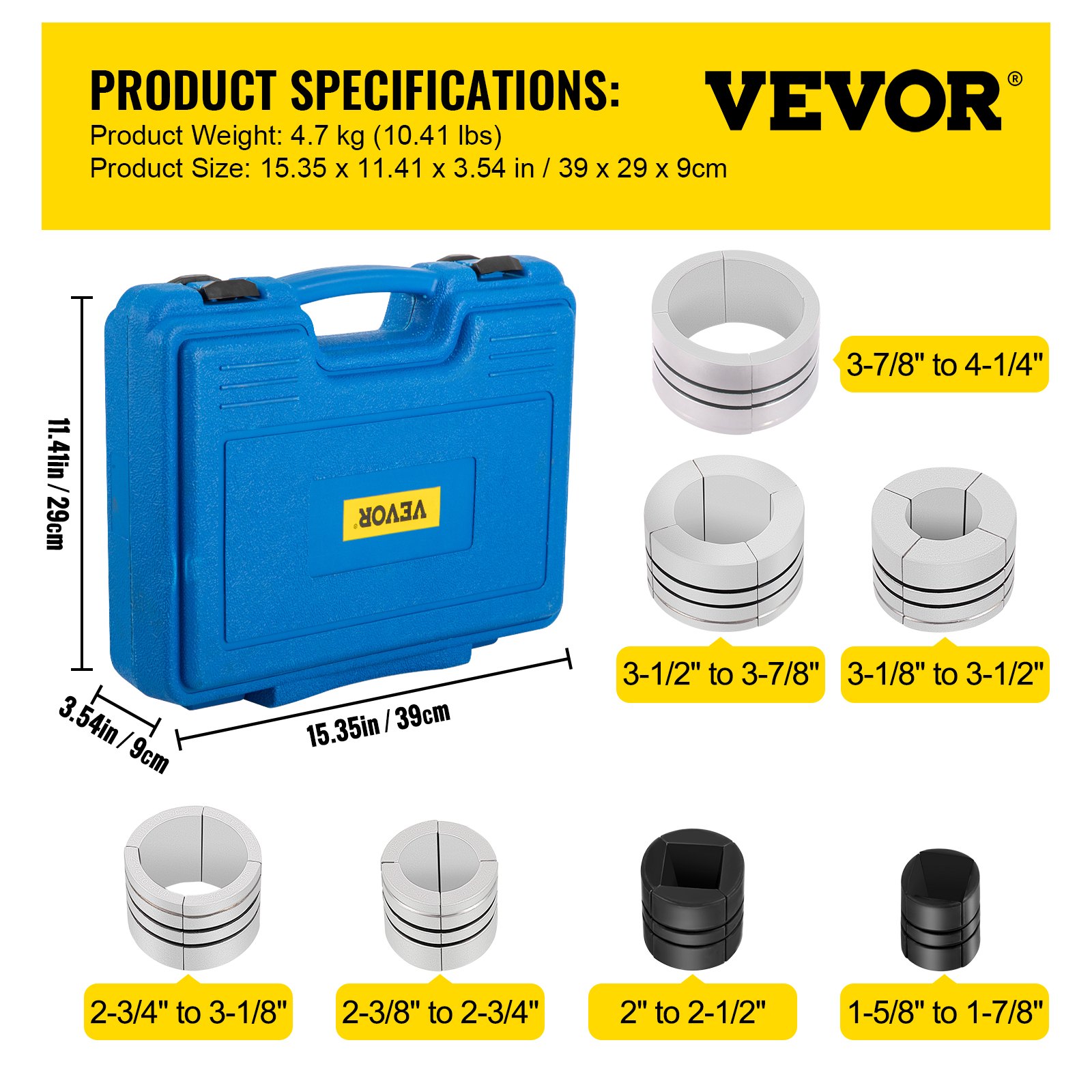 VEVOR Hydraulic Exhaust Pipe Expander, 15/8" to 41/4" Size, 10 T