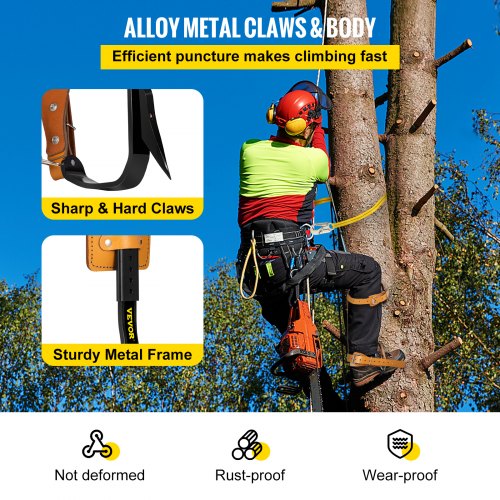 VEVOR Tree Climbing Spikes, 3 in 1 Alloy Steel Adjustable Pole Climbing