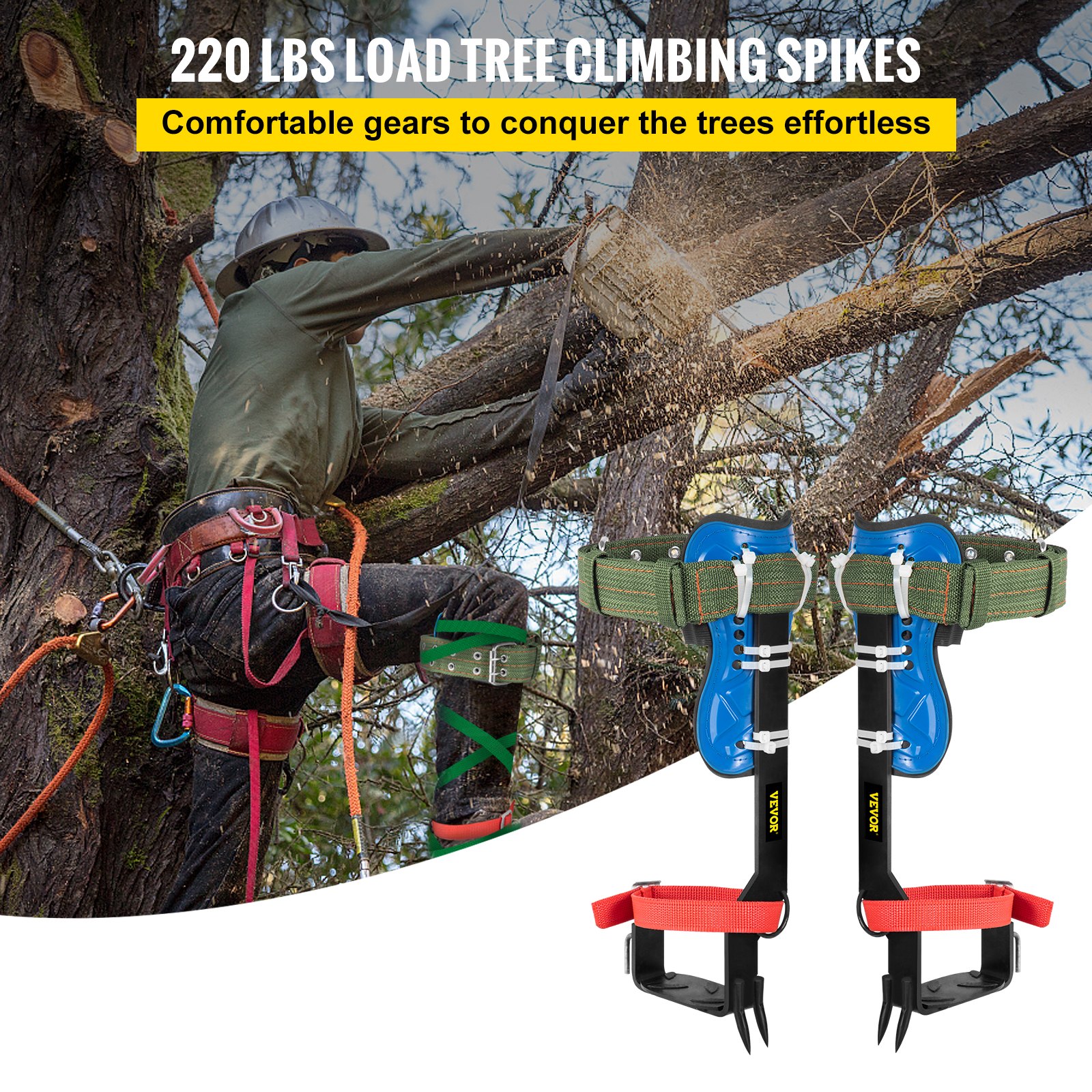 VEVOR Tree Climbing Spikes, 4 in 1 Alloy Metal Adjustable Pole Climbing