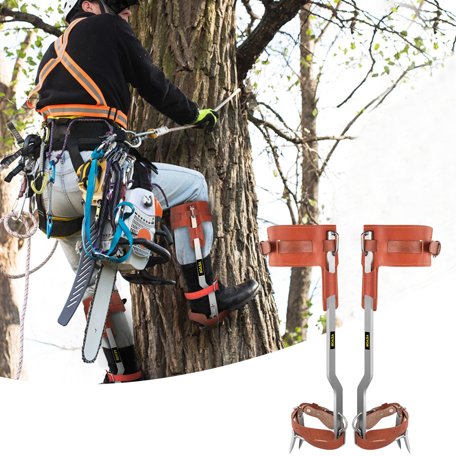 Vevor Tree Climbing Spike Set Pole Climbing Spurs Stainless Steel Climber Gaffs Vevor Ca