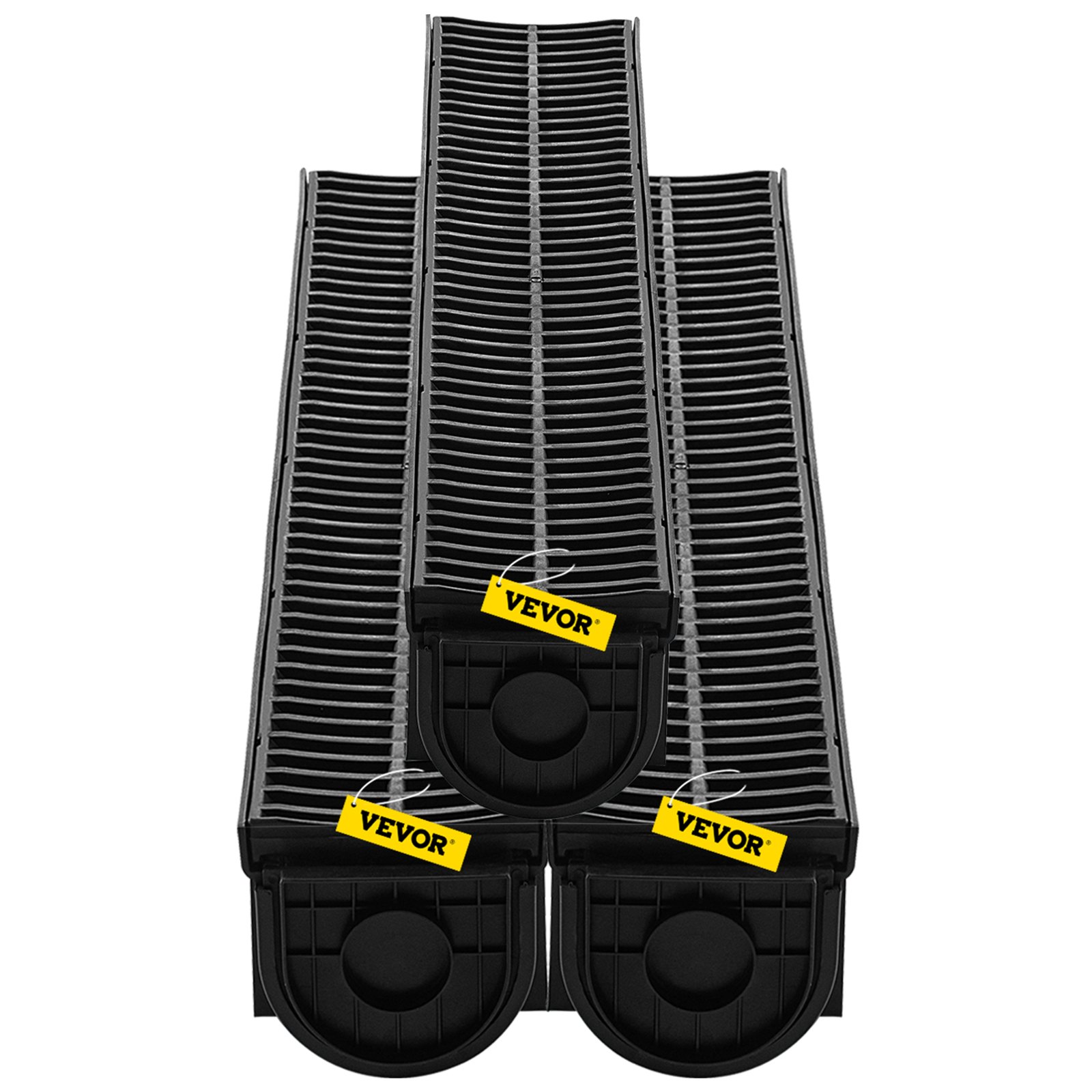 VEVOR Trench Drain System,5.8x5.2x39.4-Inch HDPE Drainage Trench ...