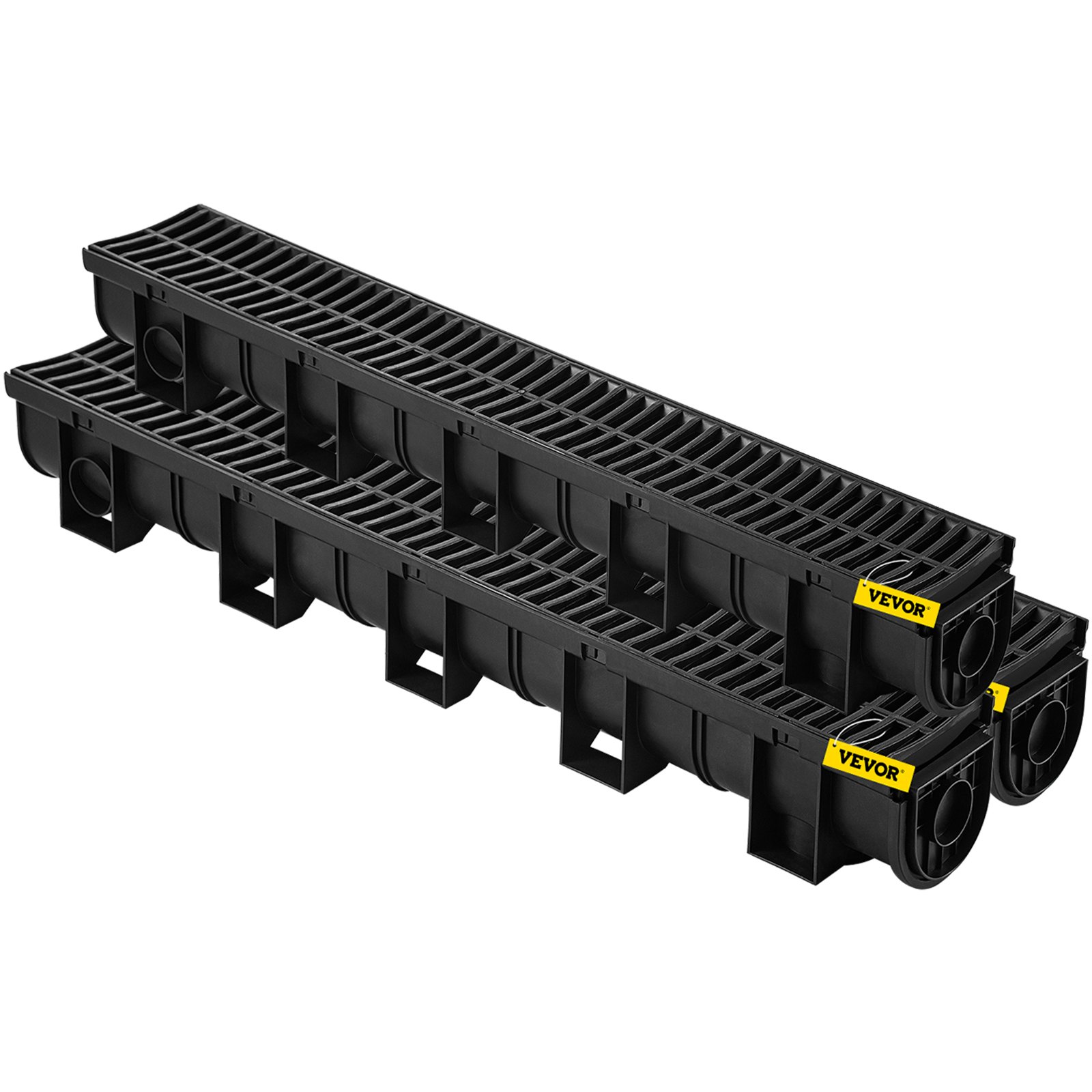 VEVOR Trench Drain System,5.8x5.2x39.4-Inch HDPE Drainage Trench ...