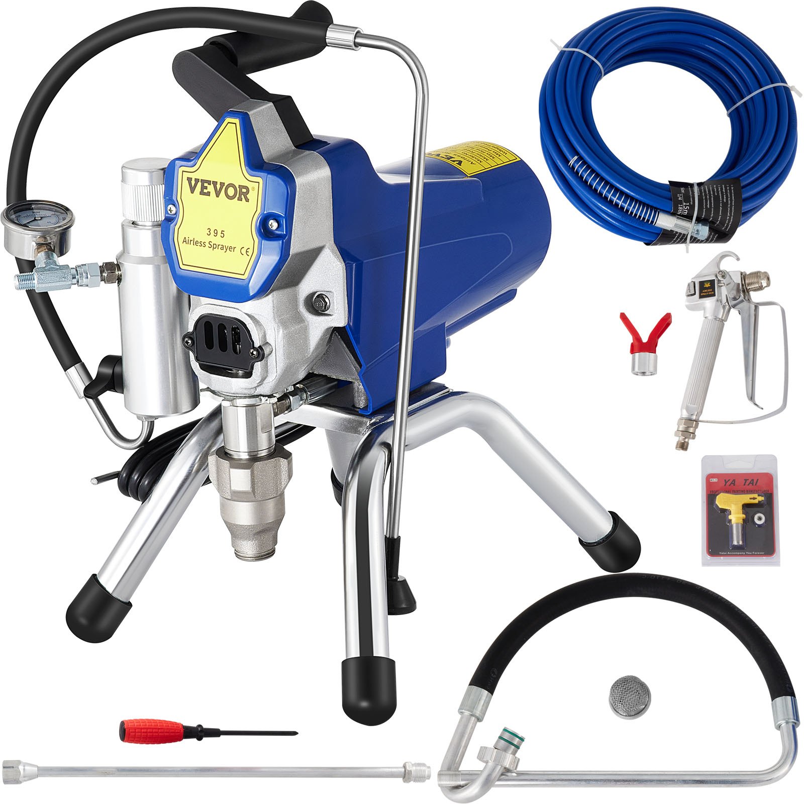 VEVOR VEVOR 2000W 220V Airless Wall Paint Spray Gun with 15m high pressure pipe, Sprayer Machine