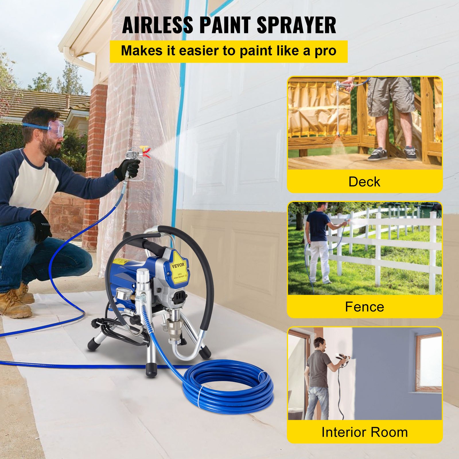 VEVOR Airless Wall Painting Spray Sprayer Machine 2000w High Pressure