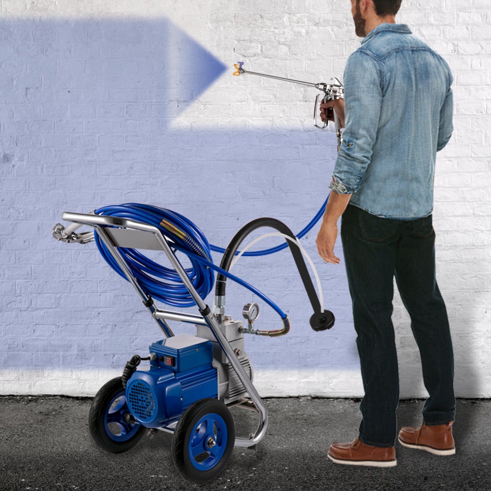 VEVOR Airless Paint Sprayer, 1500W High Efficiency Cart Airless Paint