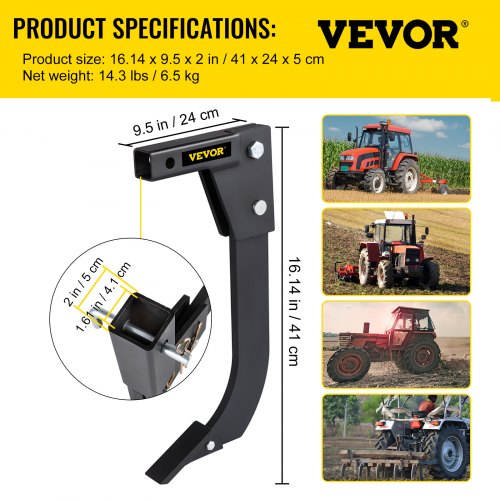 VEVOR Hitch Mounted Ripper Box Scraper 16" Shank Fit for 2" Receiver Adapters VEVOR US
