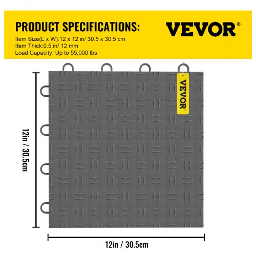 VEVOR Garage Tiles Interlocking, 12'' x 12'', 25 pcs, Graphite Grey ...