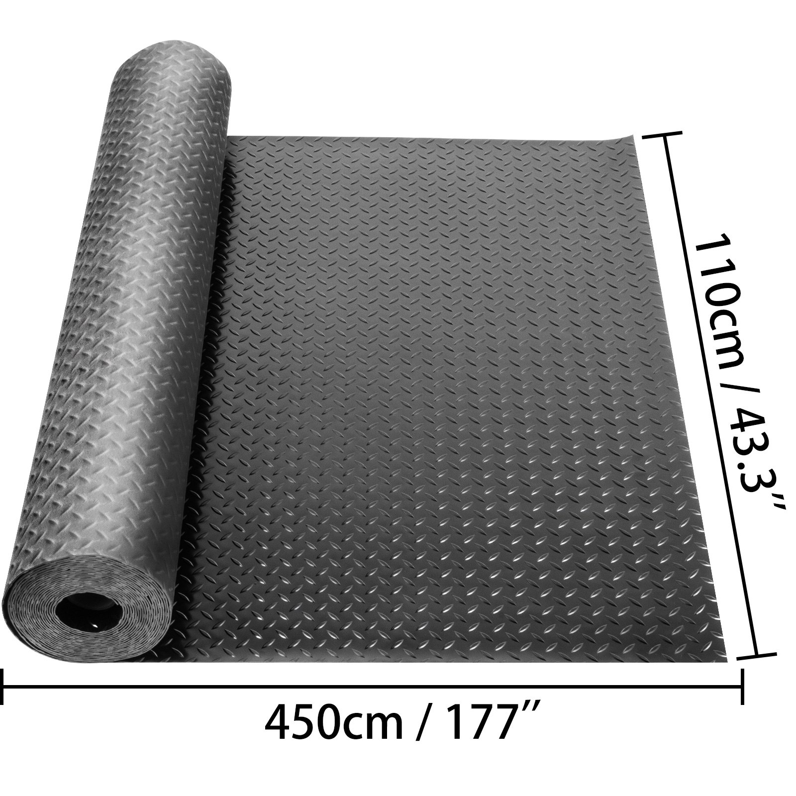VEVOR Garage Floor Mats 2 Rolls 14.7 x 3.6 Ft Garage Mat 2.5mm Thickness Black Garage Flooring