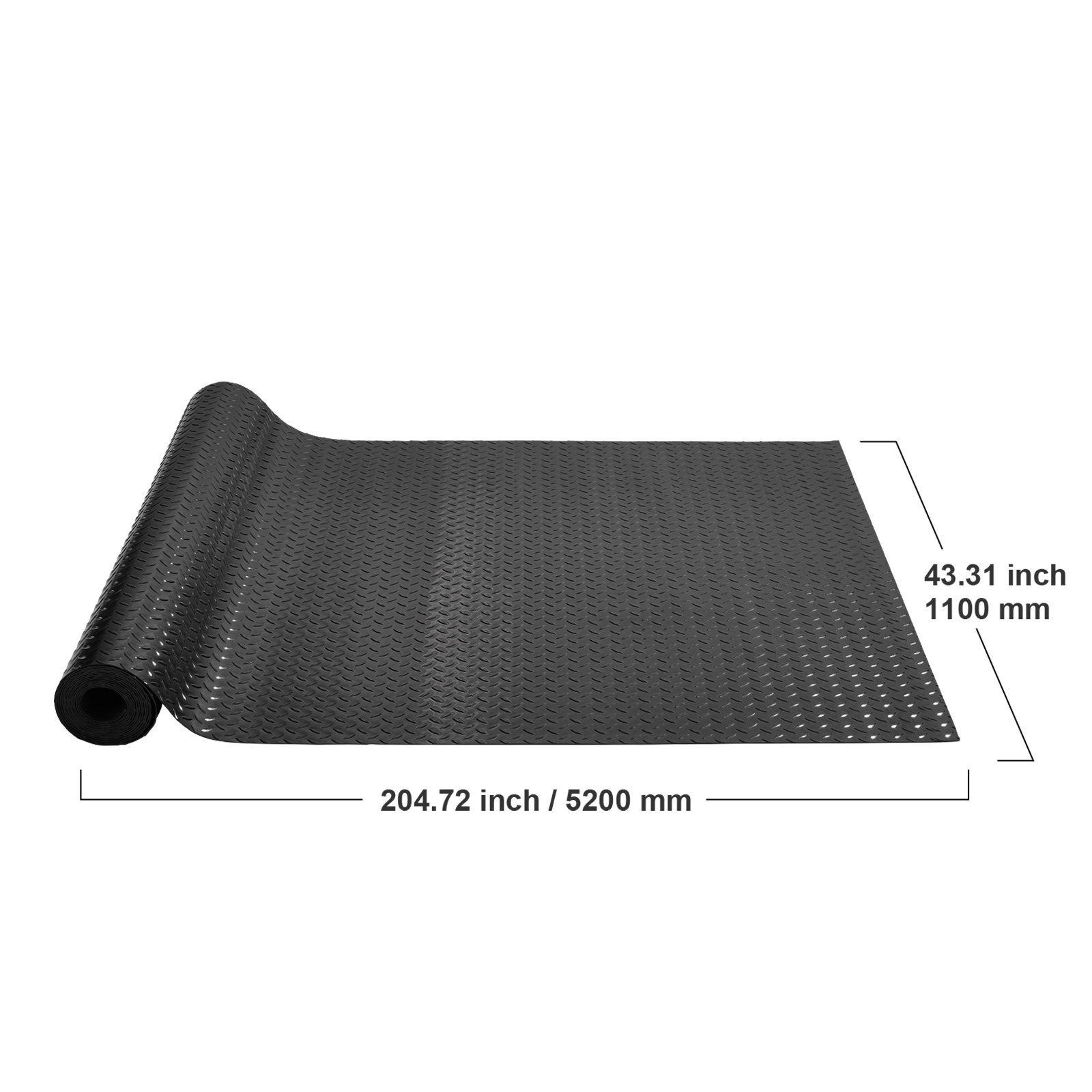 VEVOR Garage Floor Mats 2 Rolls 17 x 3.6 Ft Garage Mat 2.5mm Thickness Black Garage Flooring PVC