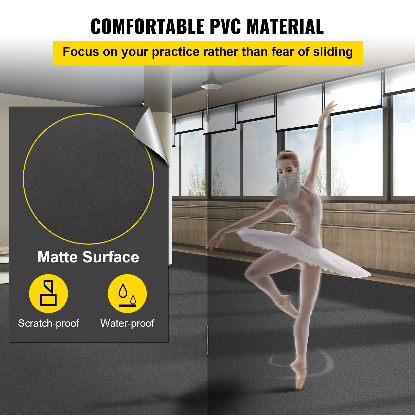 VEVOR Dance Floor, 6.6x3.9ft Dance Floor Roll, 0.06in Thick PVC Vinyl