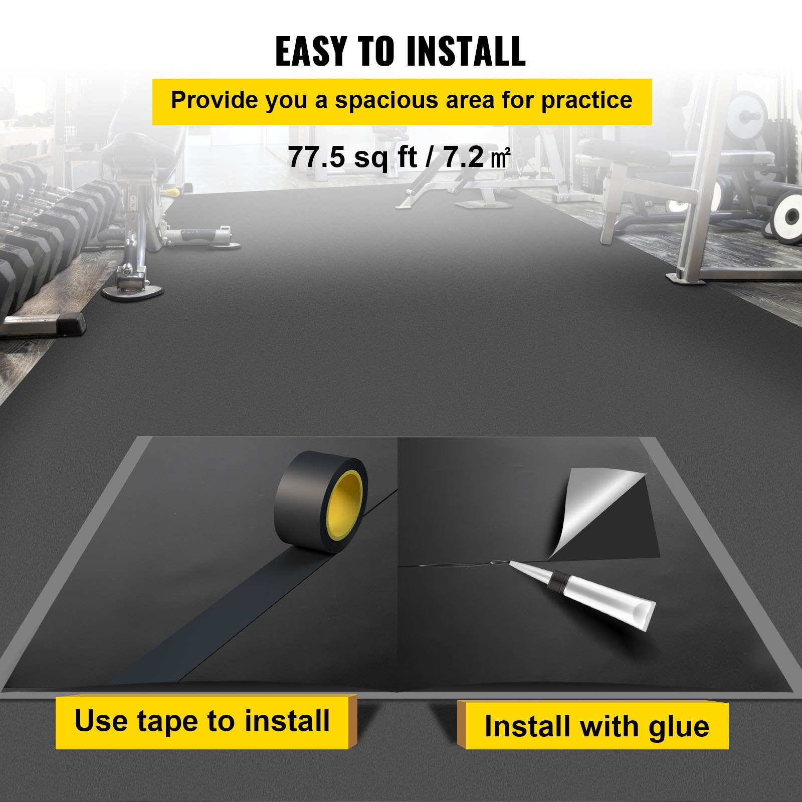 Vevor Marley Mat 6.6x11.8ft Home Studio Dance Kit Floor Grey Tape Not