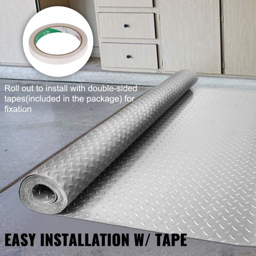 VEVOR Garage Floor Mat Garage Flooring Roll 4.9x9.2ft AntiSlip Silver PVC Vinyl VEVOR US
