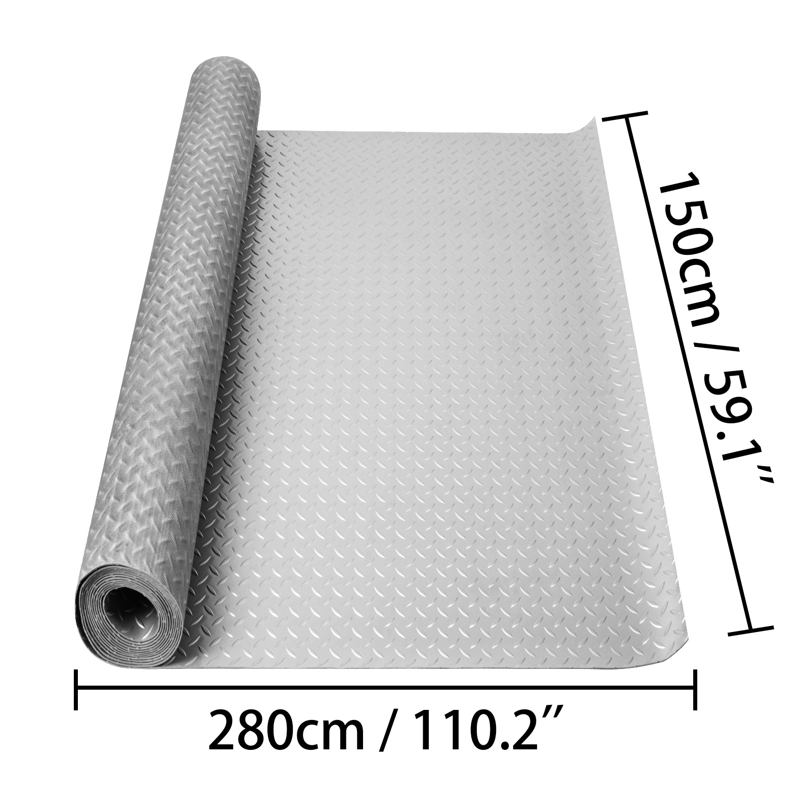 VEVOR Garage Floor Mat Garage Flooring Roll 4.9x9.2ft AntiSlip Silver PVC Vinyl VEVOR US