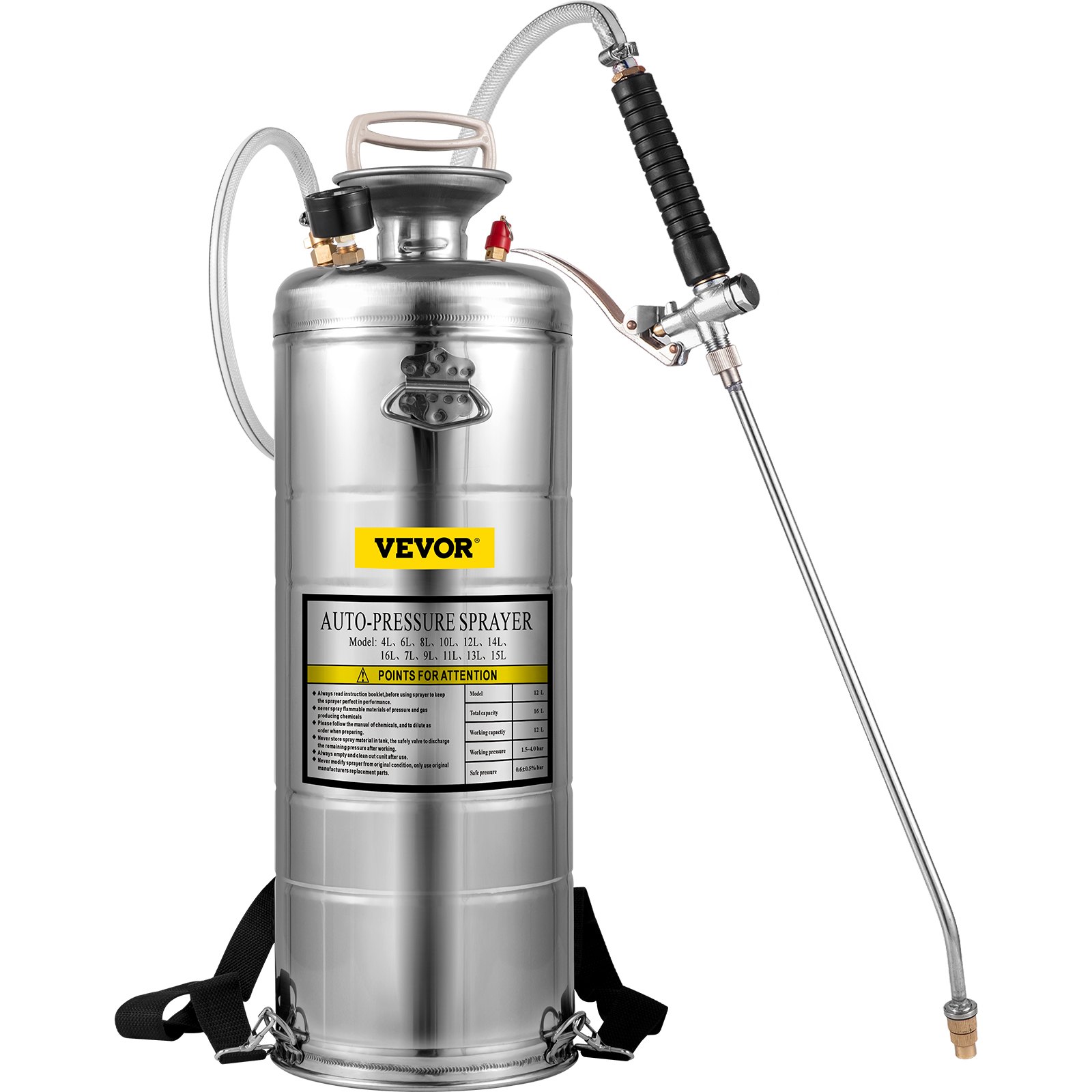 VEVOR 3.5Gal Stainless Steel Sprayer,l Set With 20" Wand& Handle& 3FT ...