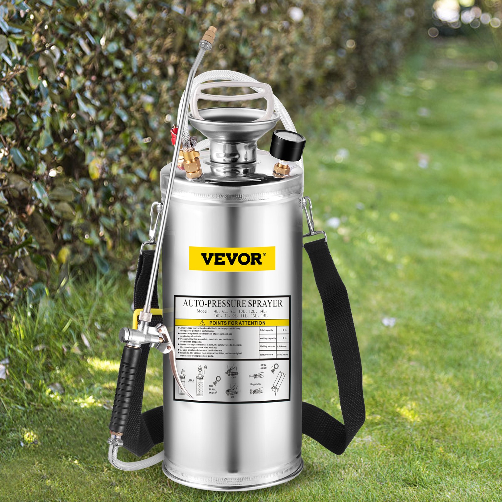 VEVOR Stainless Steel Pest Control Sprayer Handheld Pumped Garden ...