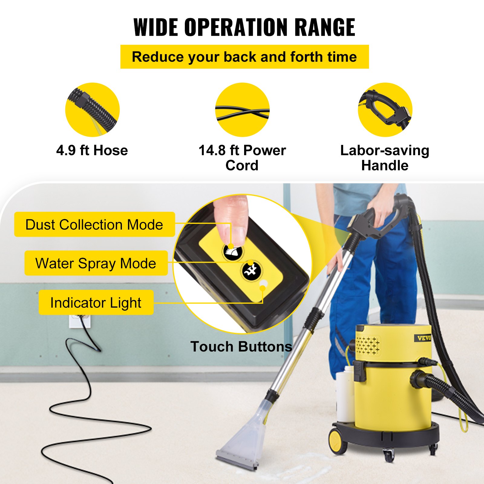 VEVOR VEVOR Wet Dry Vacuum Cleaner, 5.3 Gallon 2 Peak HP, 4in1