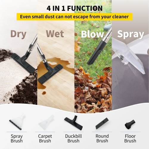 VEVOR Wet Dry Vac, 5.3 Gallon, 1.6 Peak HP Shop Vacuum, 4in1 Wet/Dry