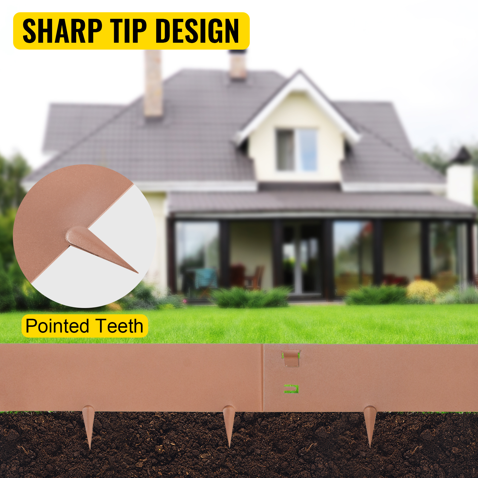 VEVOR Steel Lawn Edging, 5PCS Metal Landscape Edging, 4"x39" Garden