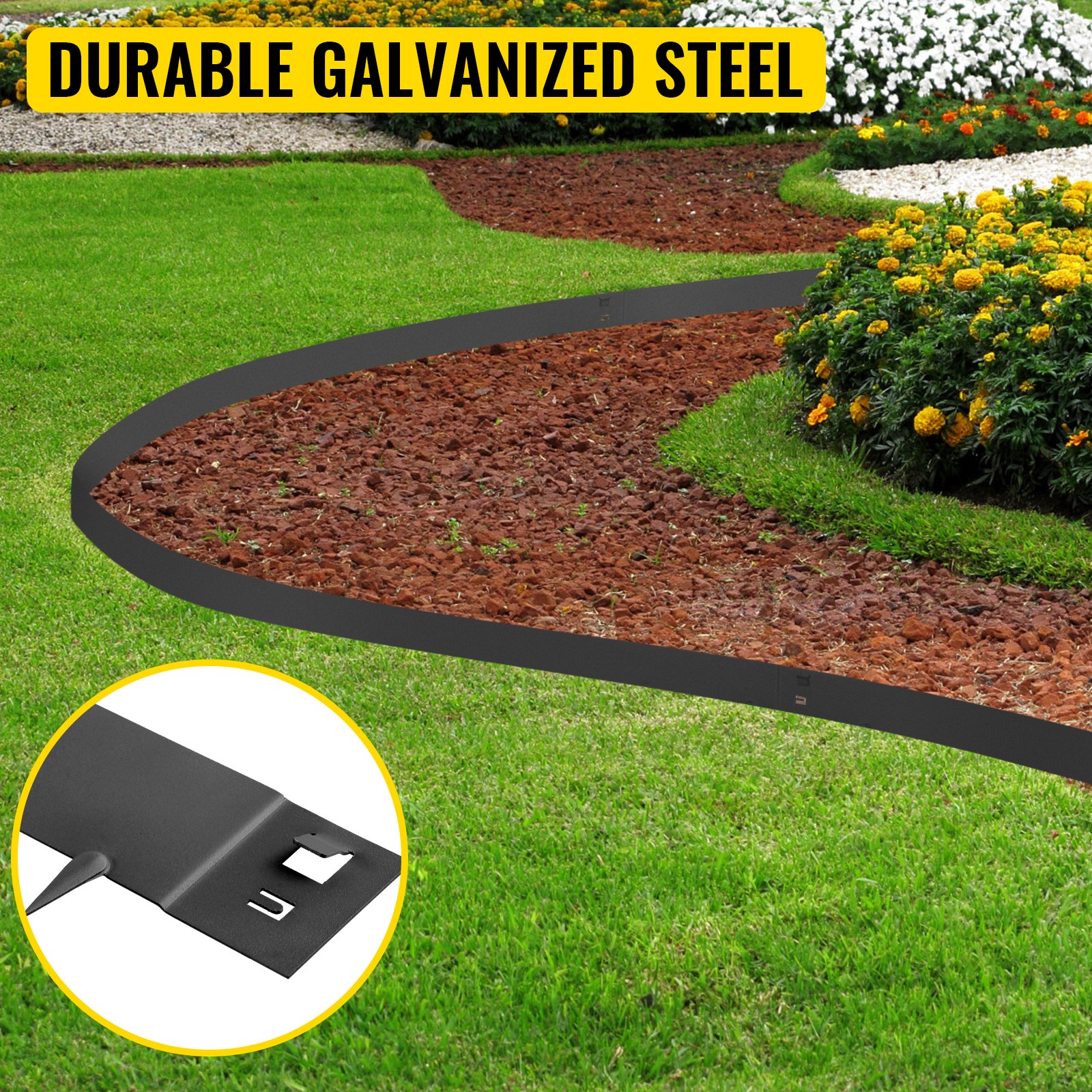 VEVOR Steel Lawn Edging, 5PCS Metal Landscape Edging, 3"x39" Garden