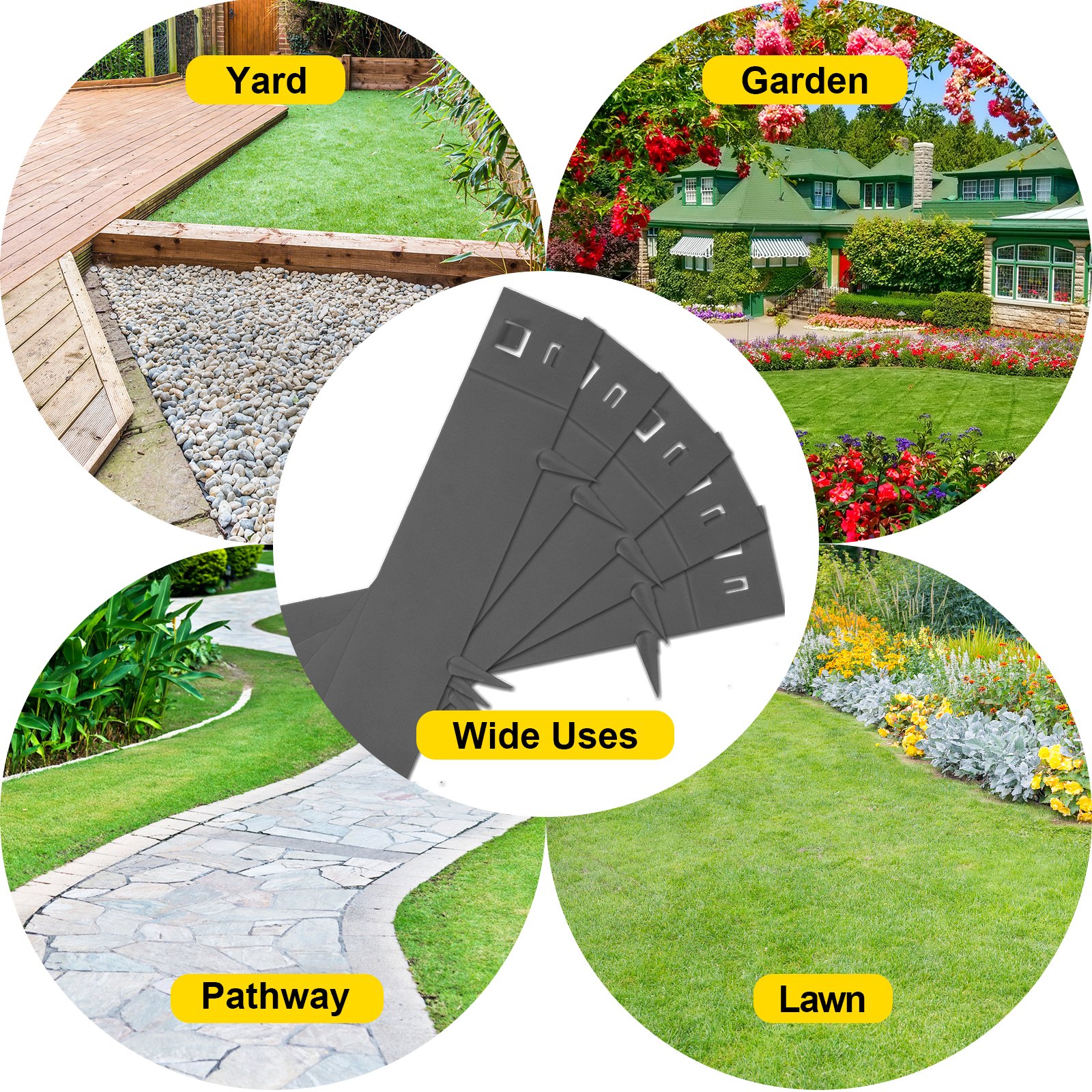 VEVOR Steel Lawn Edging, 5PCS Metal Landscape Edging, 5"x39" Garden