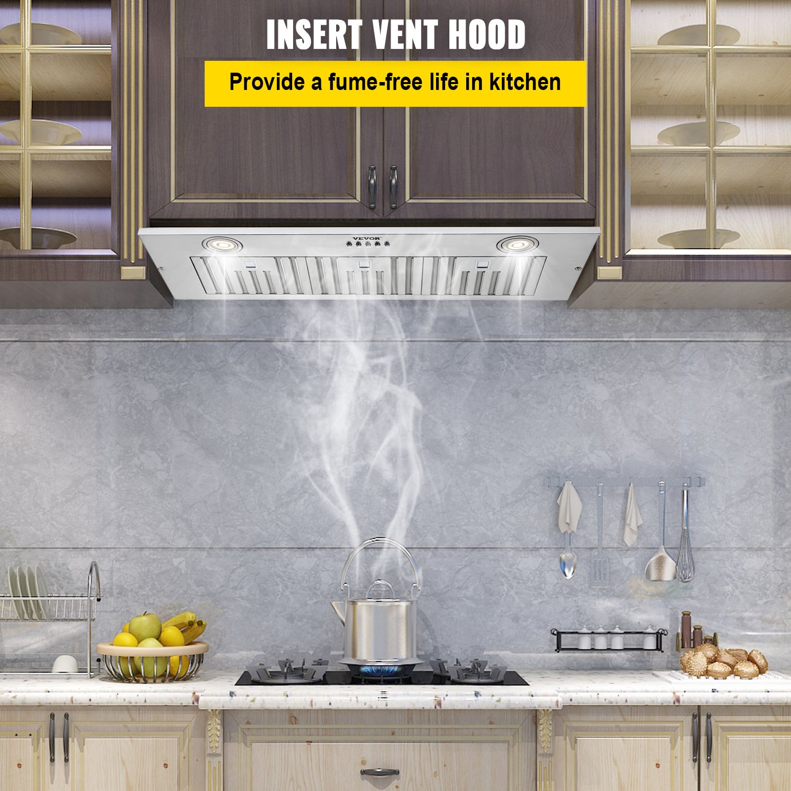 VEVOR Builtin Range Hood Insert Vent Hood 800CFM 36in Push Button