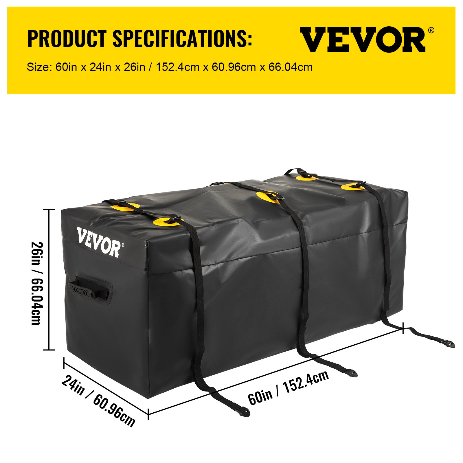 VEVOR Hitch Cargo Carrier Bag, Waterproof 840D PVC, 60