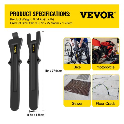 VEVOR Tire Changing Tool, 11 Inch Tire Iron Set, 2pcs Motorcycle Tire