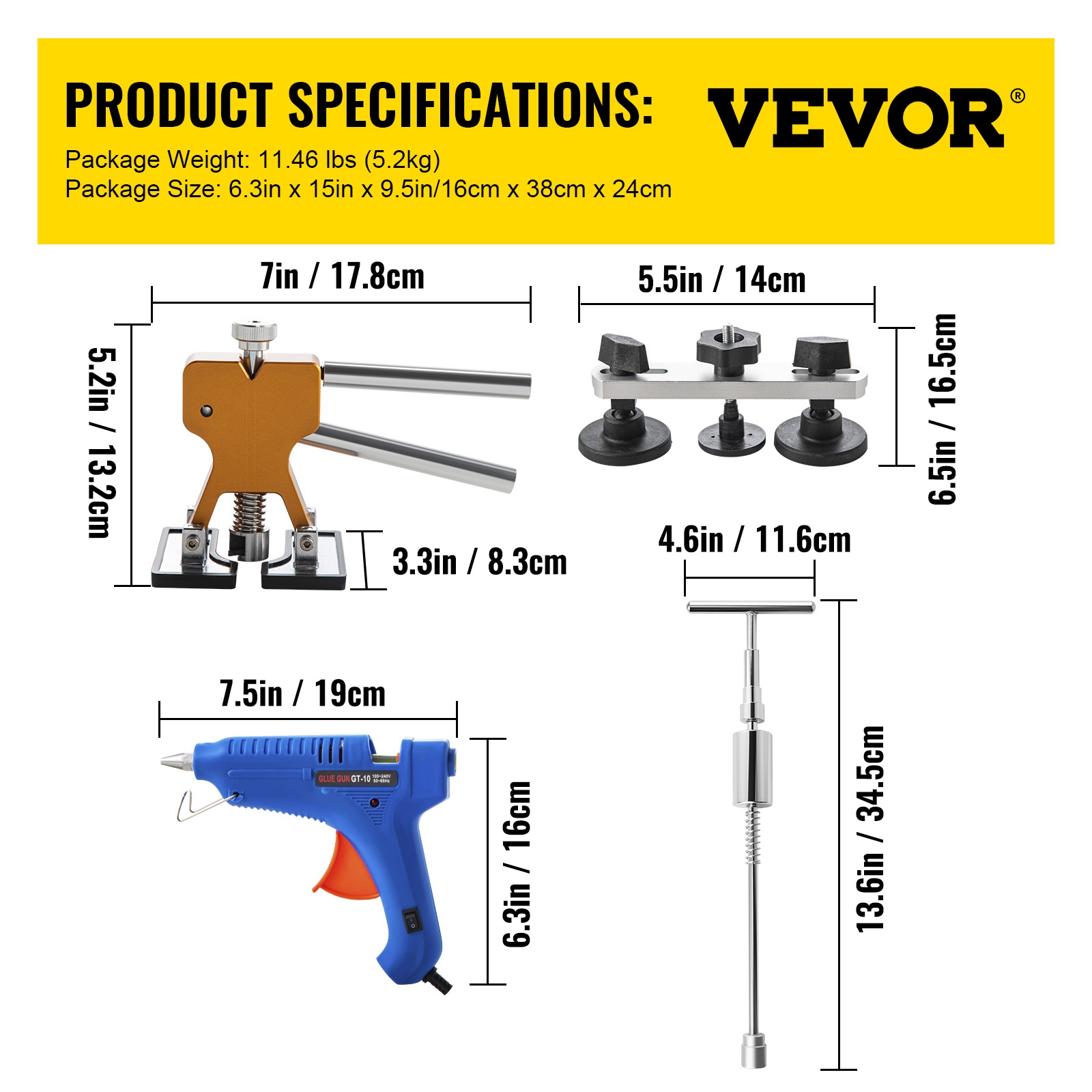 VEVOR Dent Removal Tool, 98 Pcs Paintless Dent Repair Tools, Led Baffle