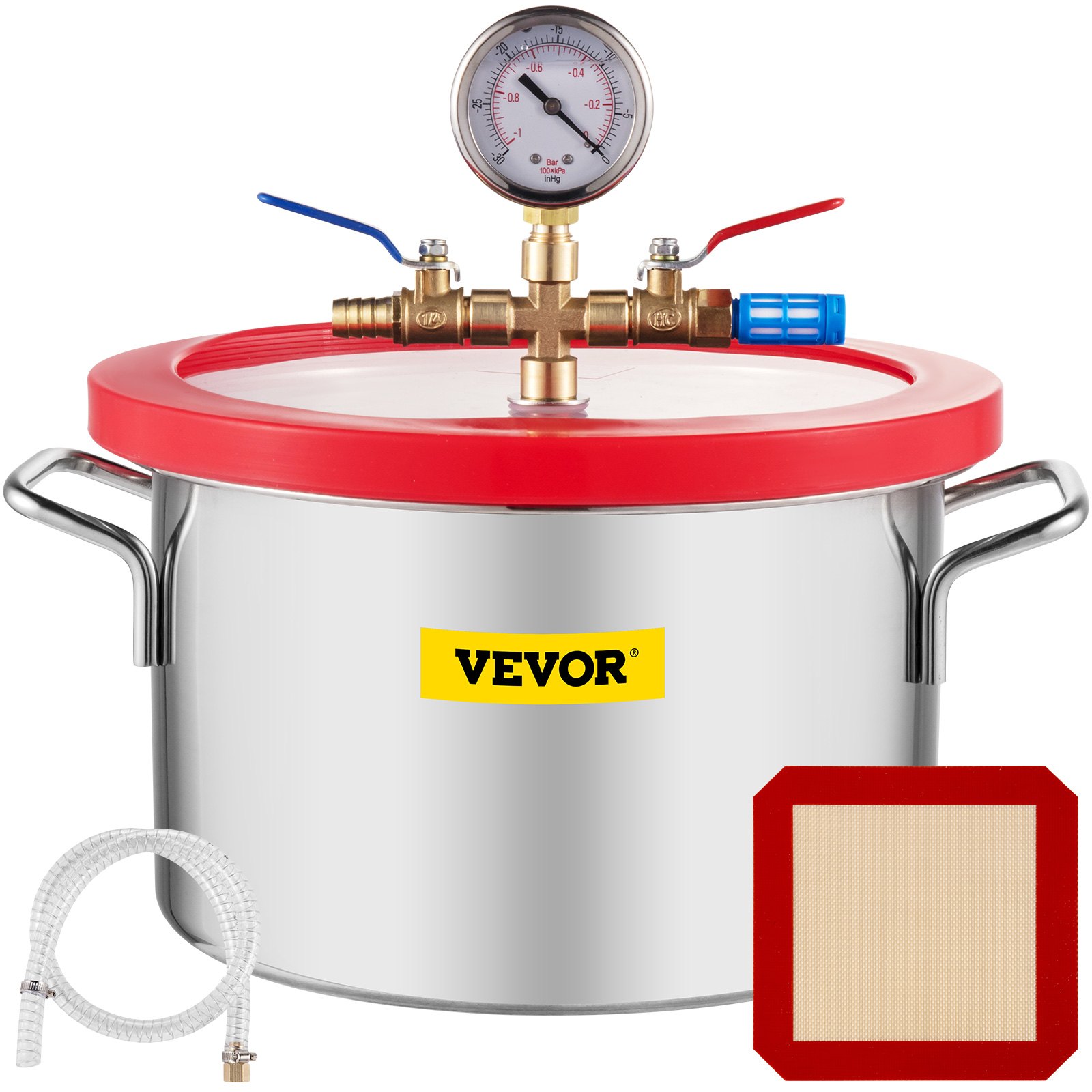 VEVOR Vacuum Chamber 1.5 Gallon Vacuum Degassing Chamber Glass Lid