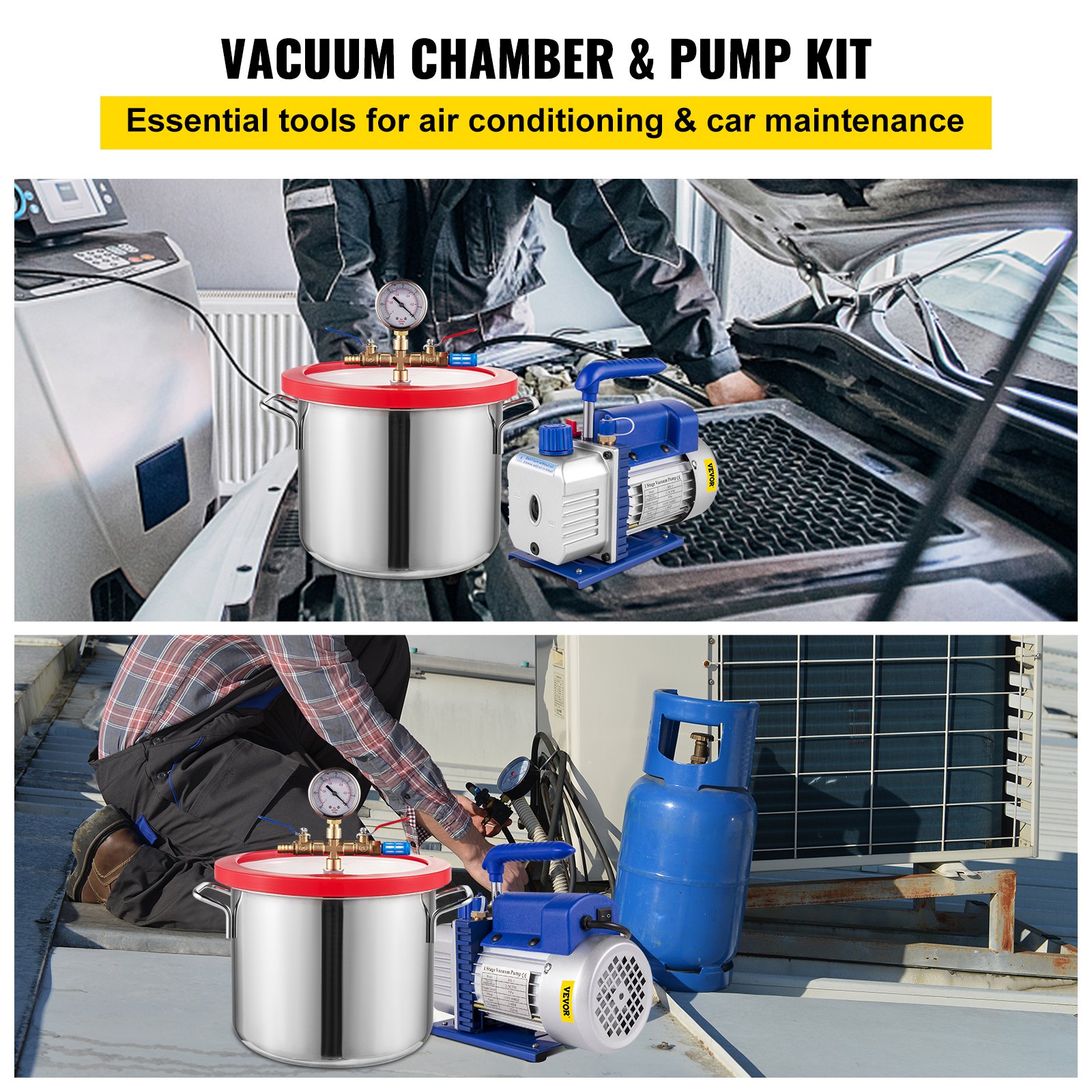 VEVOR 1.5 Gallon Vacuum Degassing Chamber Kit Stainless Steel Degassing