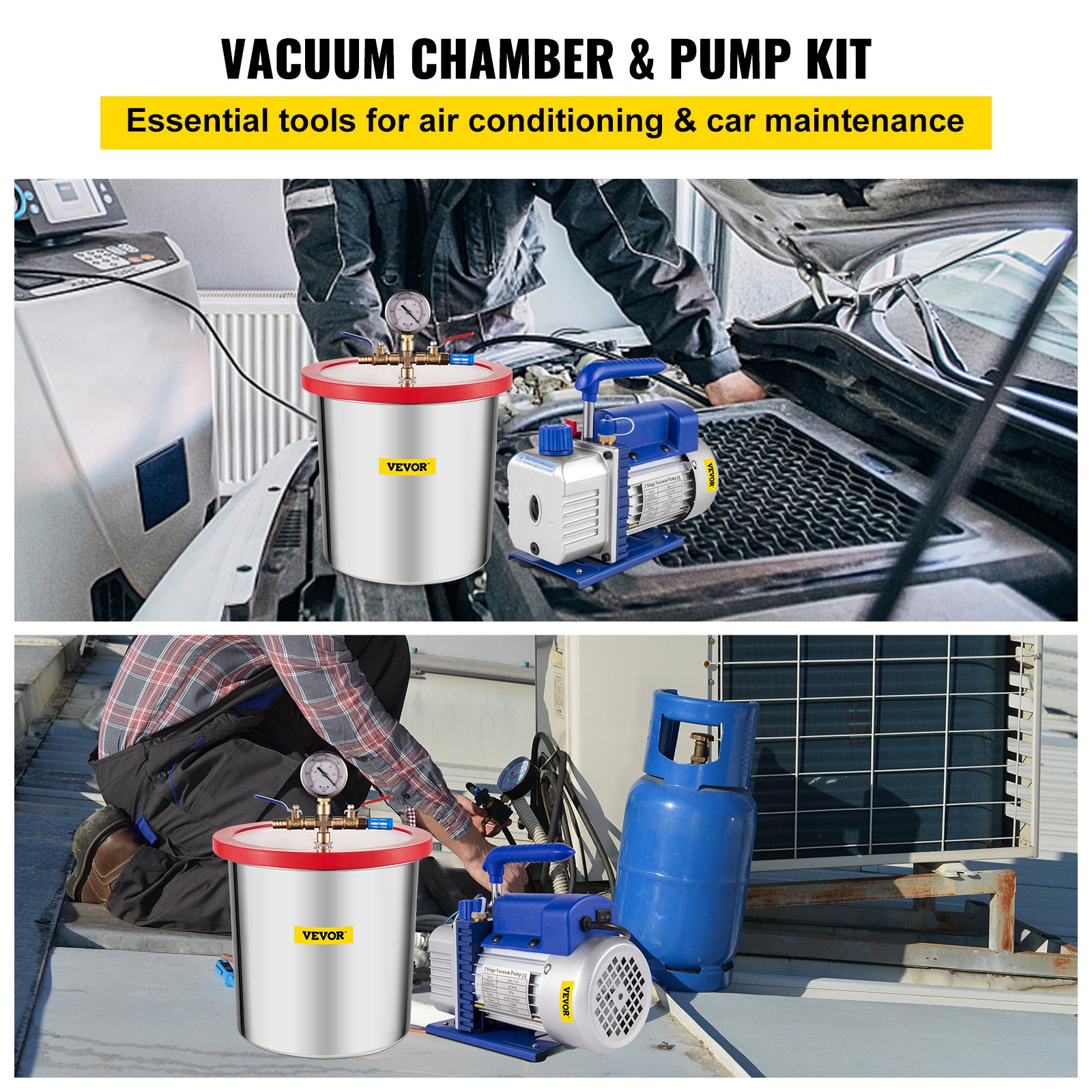 3 Gallon Vacuum Chamber w/ 4 CFM Deep Vane Pump Purge Degas Epoxy