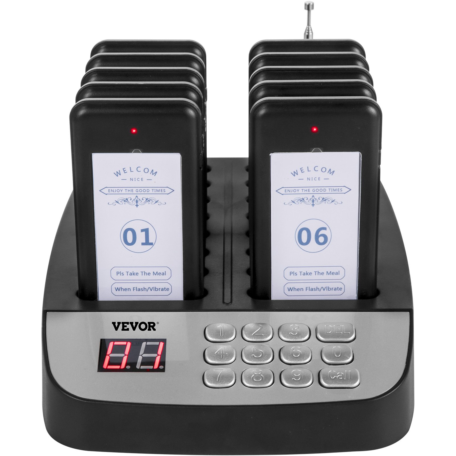 VEVOR F100 Restaurant Pager System 16 Pagers, Max 98 Beepers Wireless