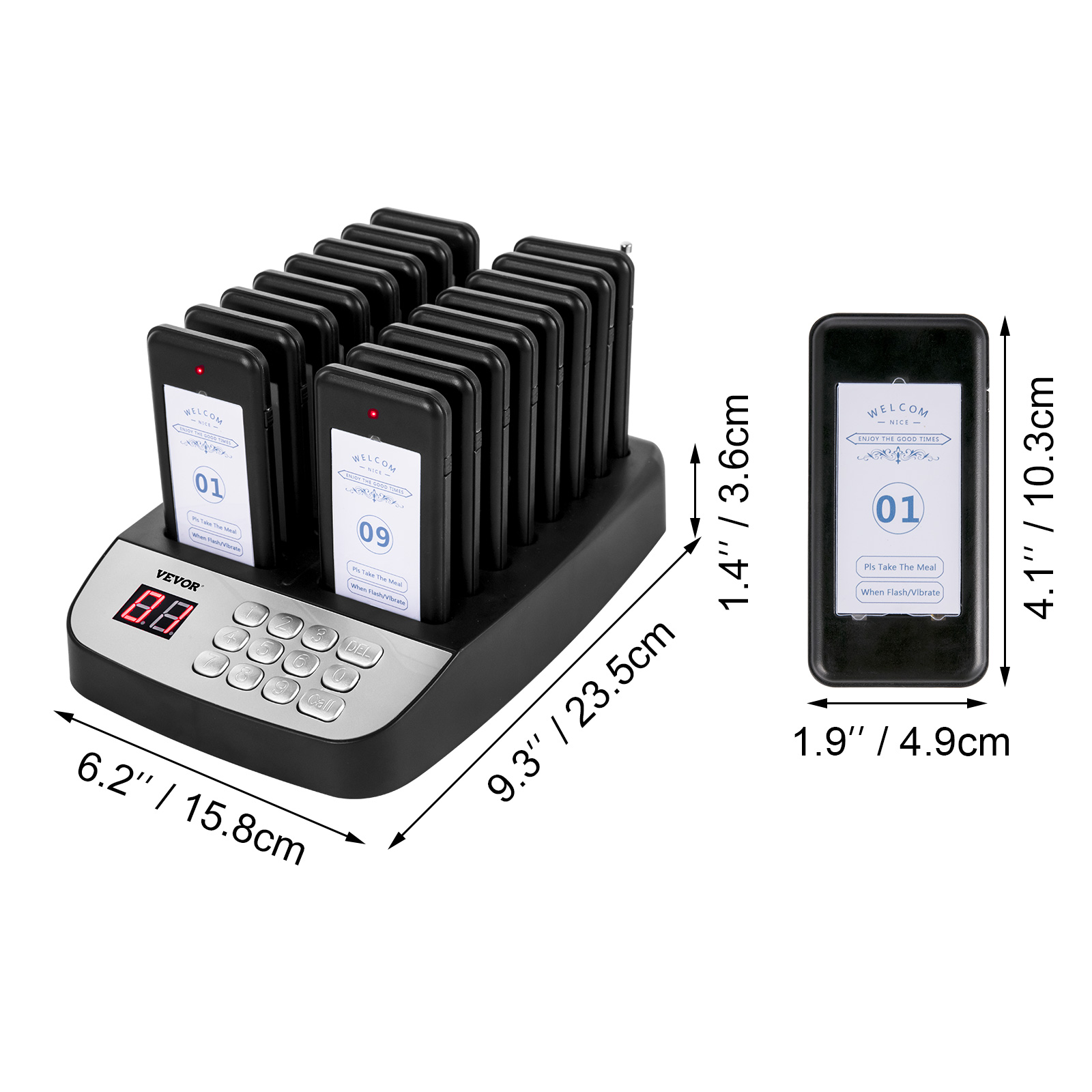 VEVOR Restaurant Pager Paging System 16 Coasters Wireless Pagers for