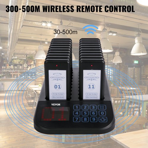 VEVOR F103 Restaurant Pager System 20 Pagers, Max 98 Beepers Wireless