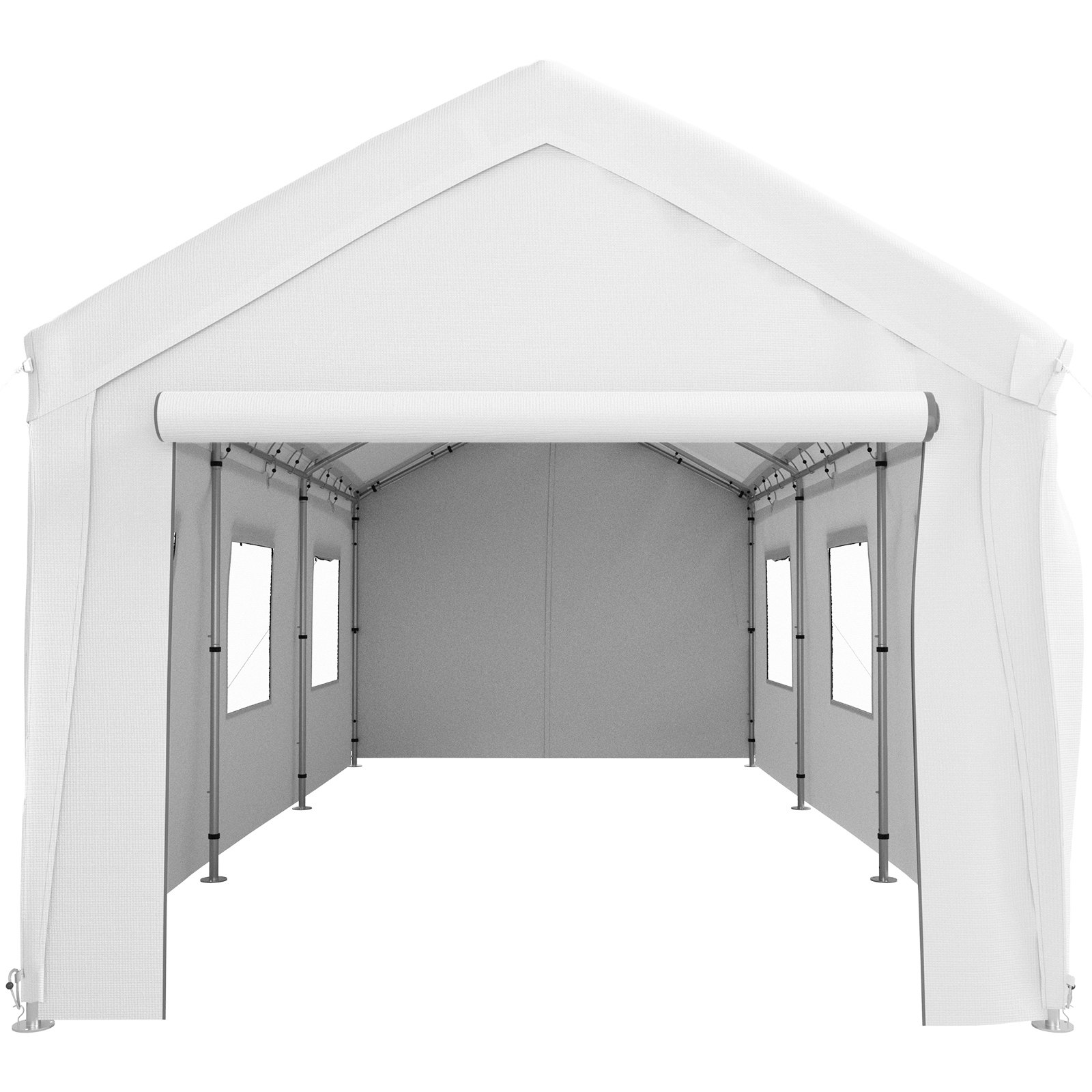 VEVOR Carport Canopy Car Canopy 10 x 20ft w/ 8 Legs Sidewalls Windows