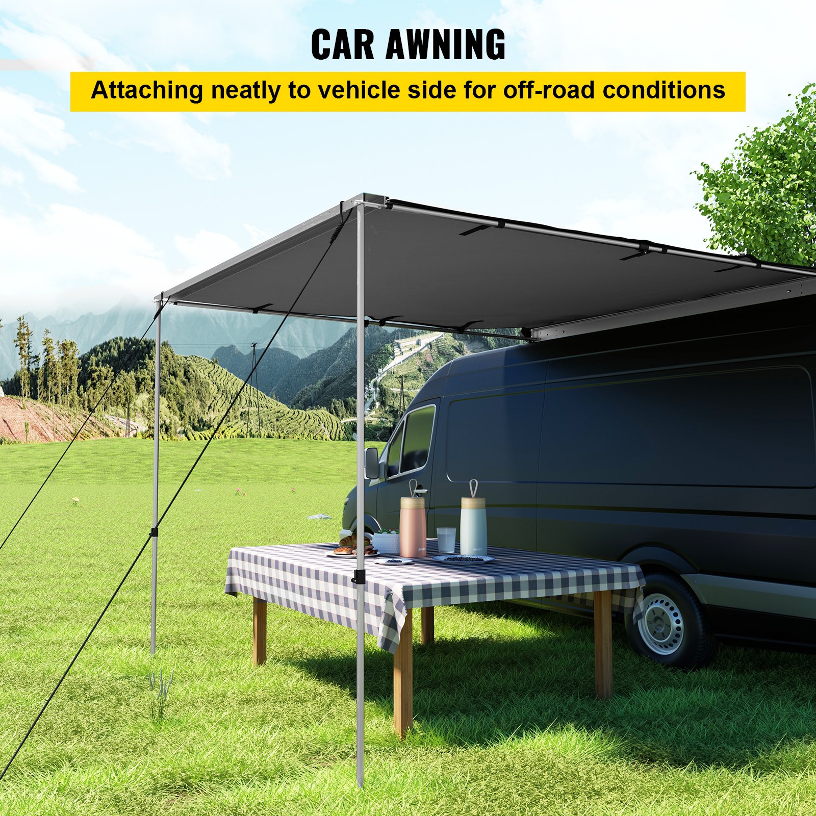 VEVOR Outdoor Retractable Car Side Awning, Thickened Aluminum Poles