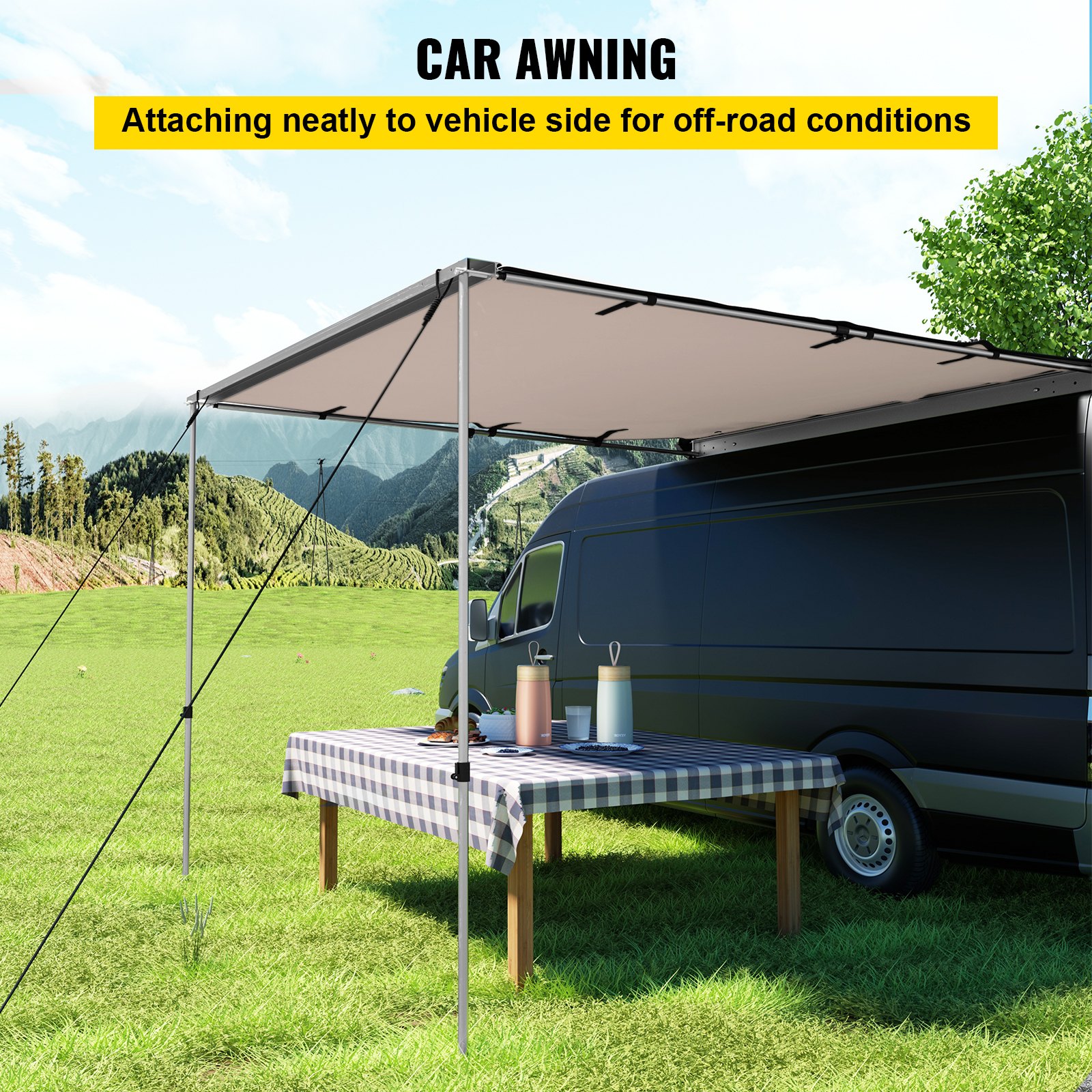 VEVOR Car Side Awning, 6.6'x8.2', PullOut Retractable Vehicle Awning
