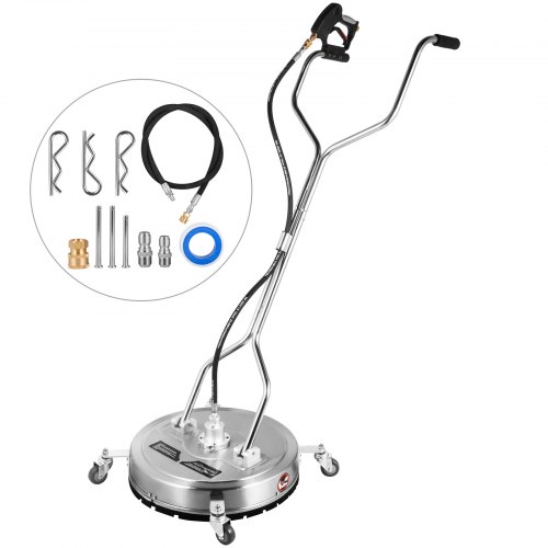 VEVOR Surface Cleaner 21 Inch Pressure Flat Surface Cleaning 4000 PSI Max Working Pressure Flat Surface Cleaner Stainless Steel Rotating Surface Cleaner with Wheels Power Washer Floor Scrubber