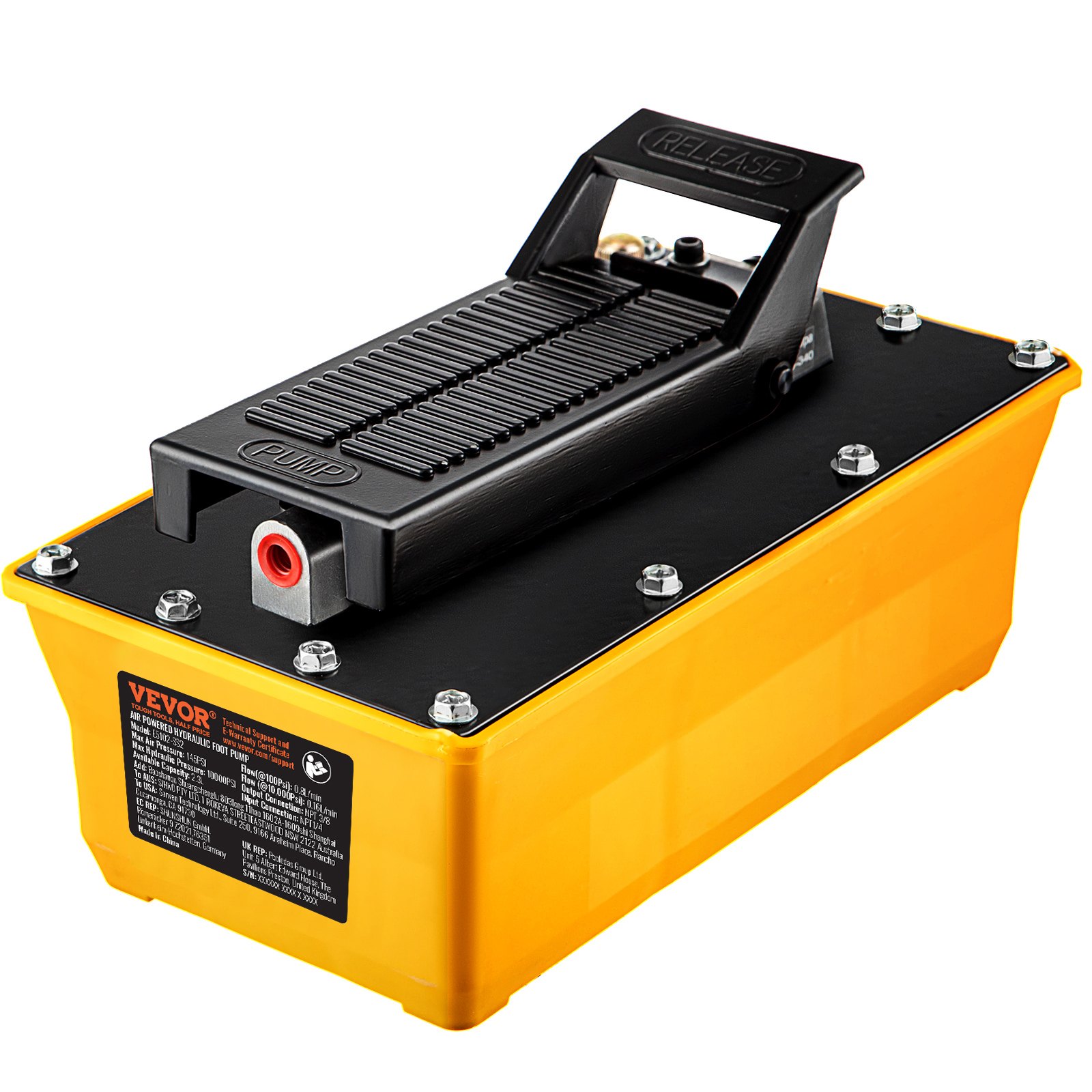 VEVOR Air Hydraulic Pump, 10,000 PSI Hydraulic Foot Pump, 0.6 Gal