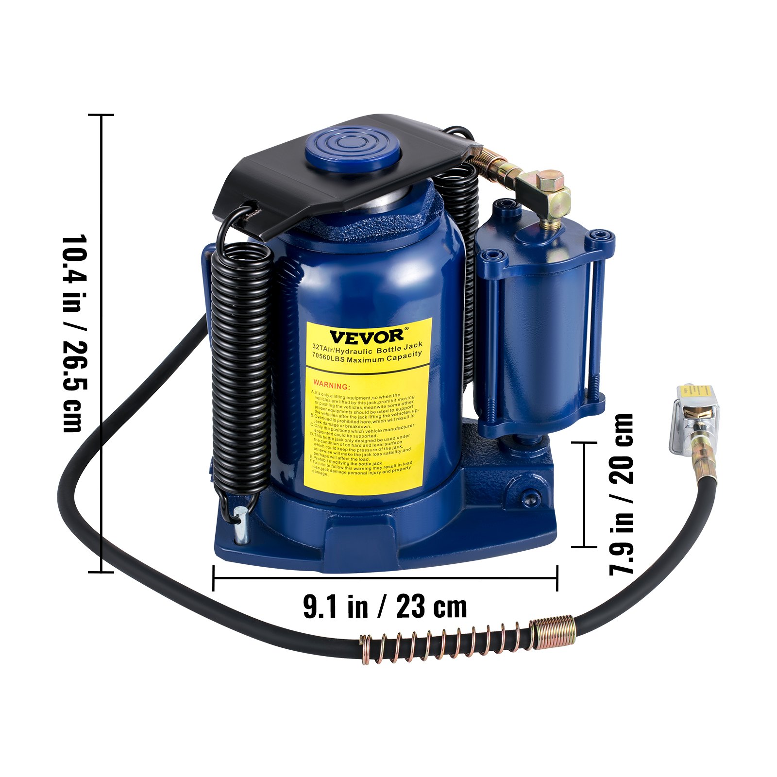 VEVOR Air Hydraulic Bottle Jack, 32 Ton/70550lbs Pneumatic Hydraulic