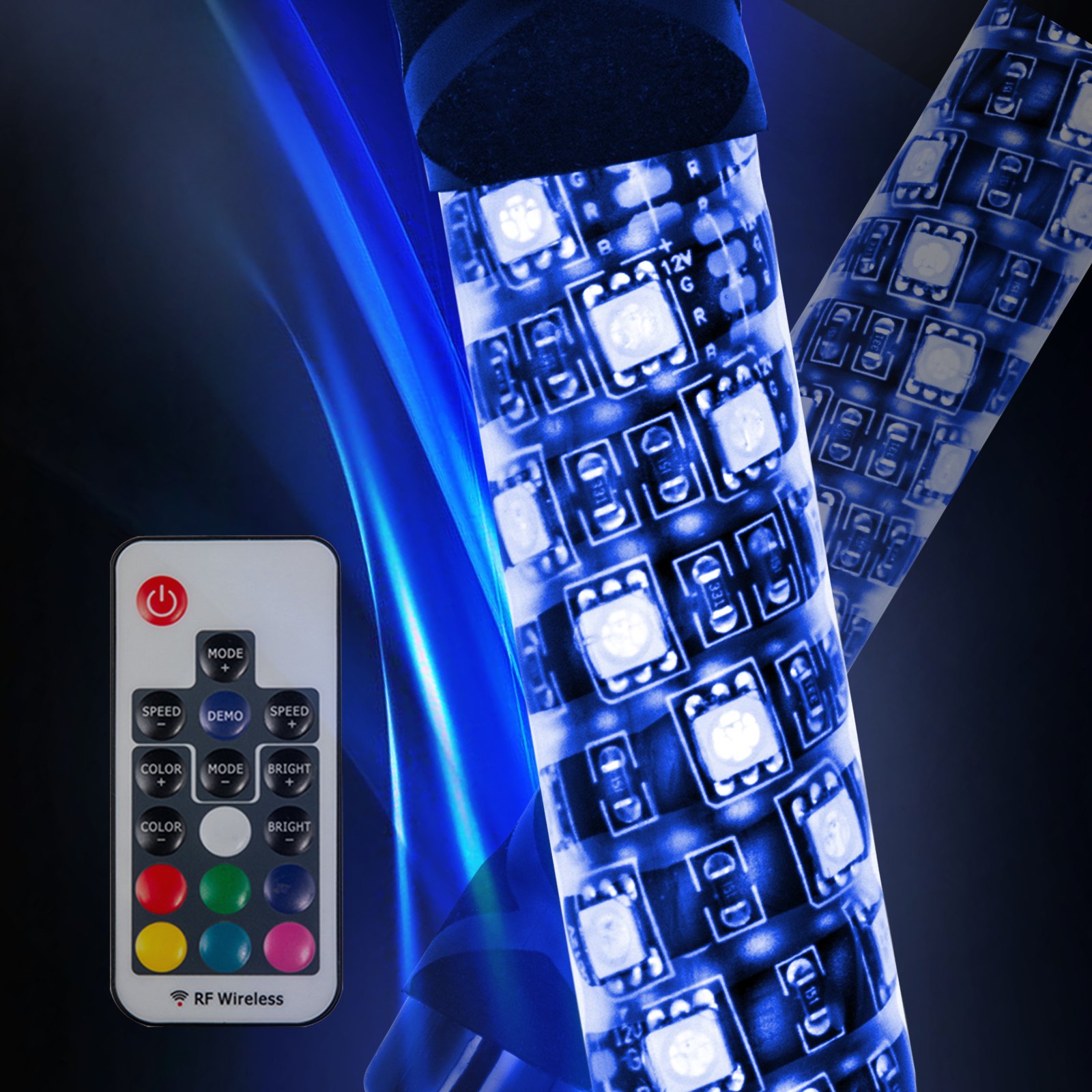 Led Whip Lights Lighted Whips for UTV Spiral RGB Color Led Lighted Whip