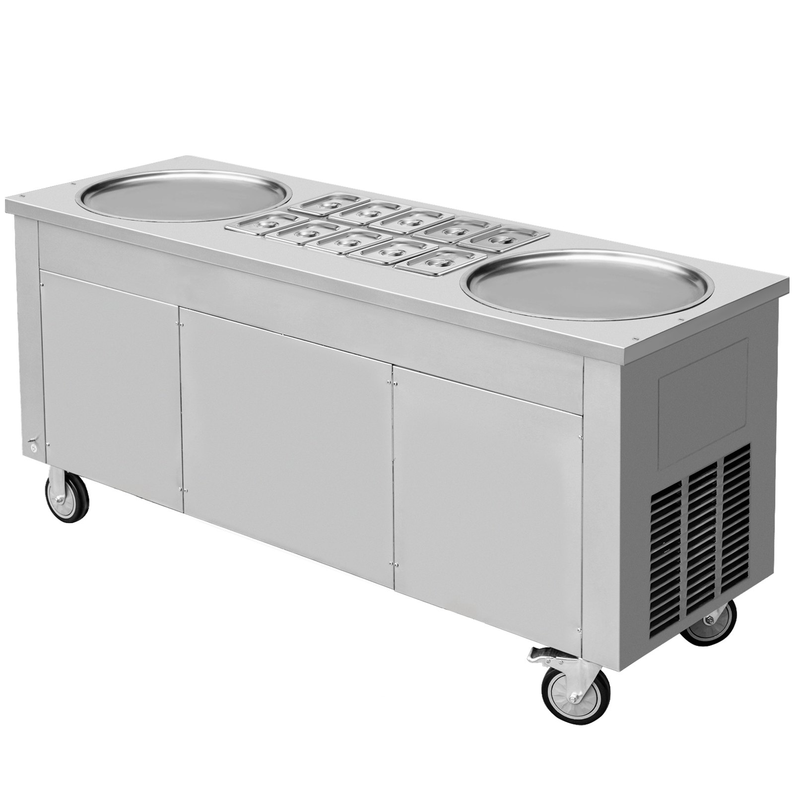 VEVOR Commercial Rolled Ice Cream Machine, 2800W StirFried Ice Cream