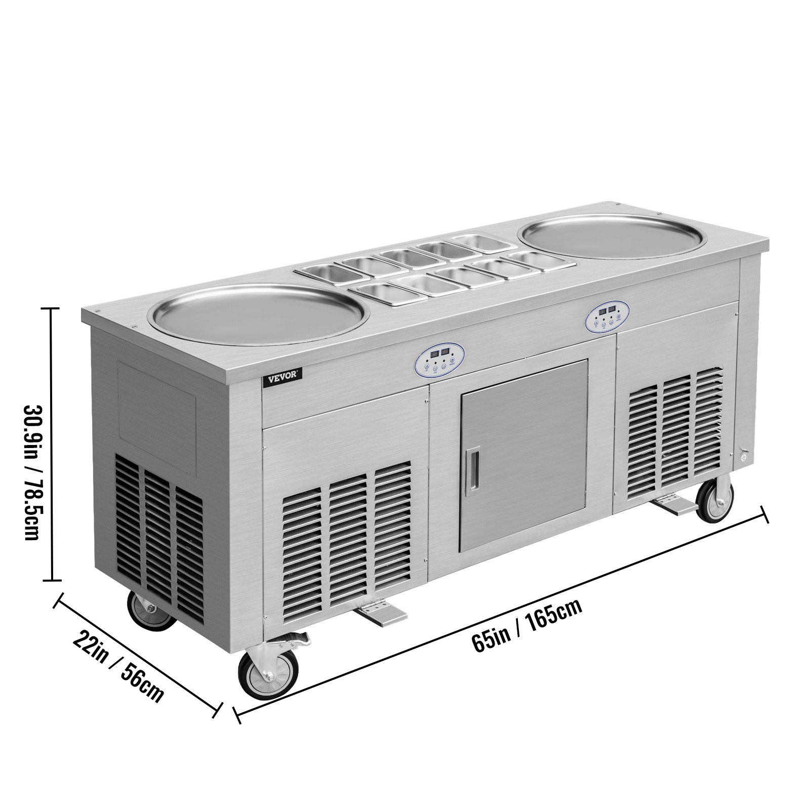 VEVOR Commercial Ice Roll Maker, 2800W StirFried Ice Cream Roll