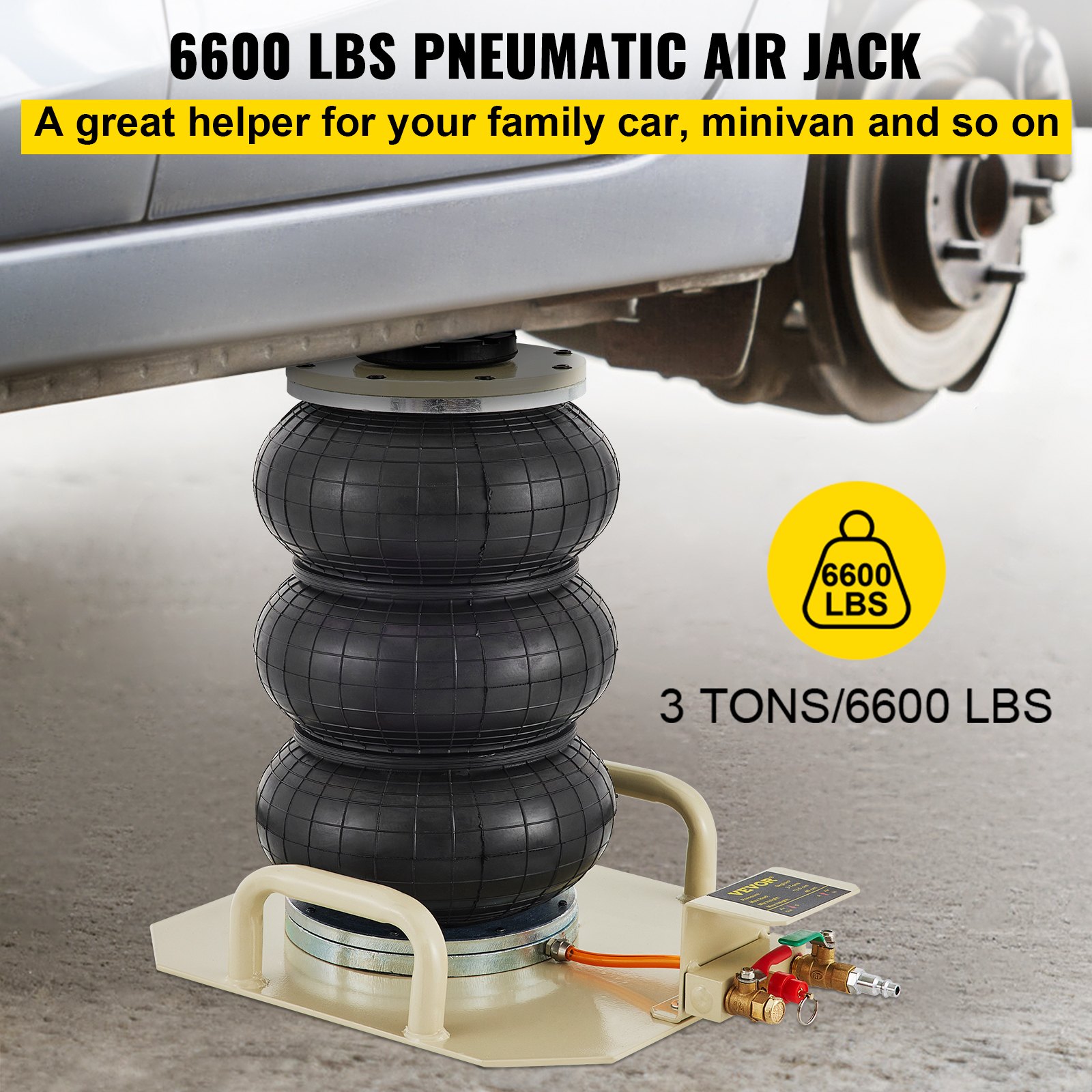 Pneumatic Car Jack 6600lbs Heavy Duty Air Jack Lifting Height Up To 16.