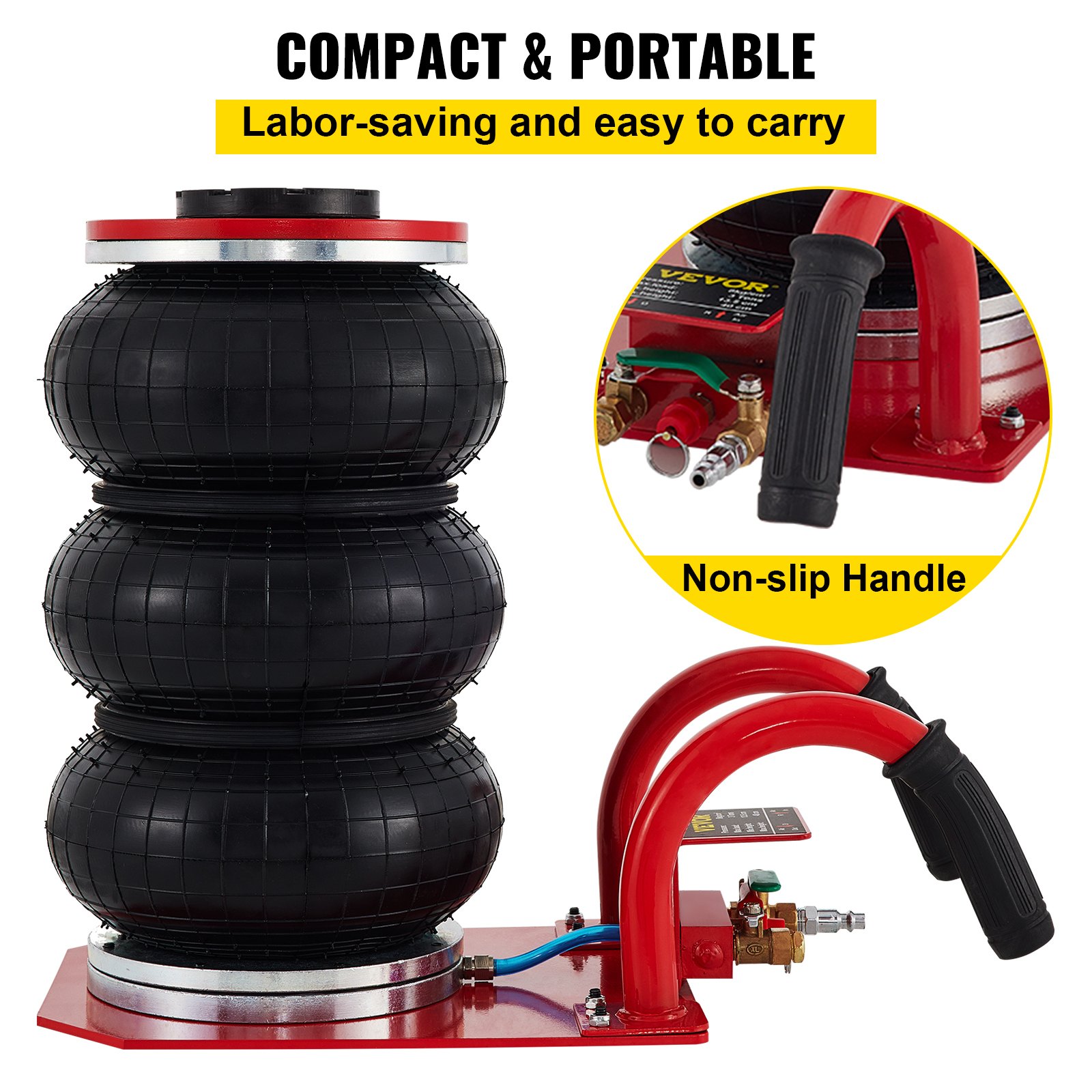 VEVOR Triple Bag Air Jack, 3 Ton (6600 lbs) Capacity, Portable