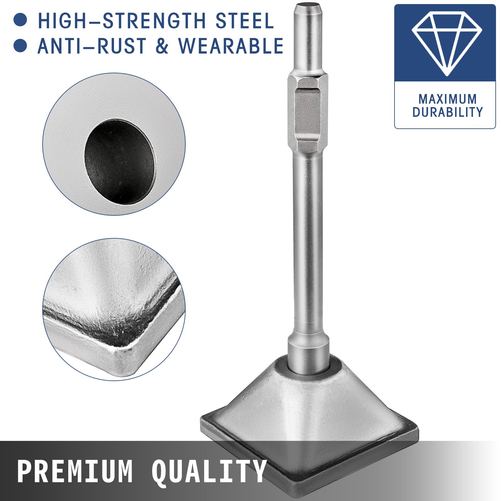 VEVOR Jack Hammer 11/8" Tamper Shank, Dirt Tamper 6x6" Compactor Plate