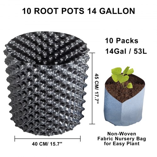 VEVOR 10 PCS Air Root Pruning Pots, 14 Gallon Garden Propagation Pot ...