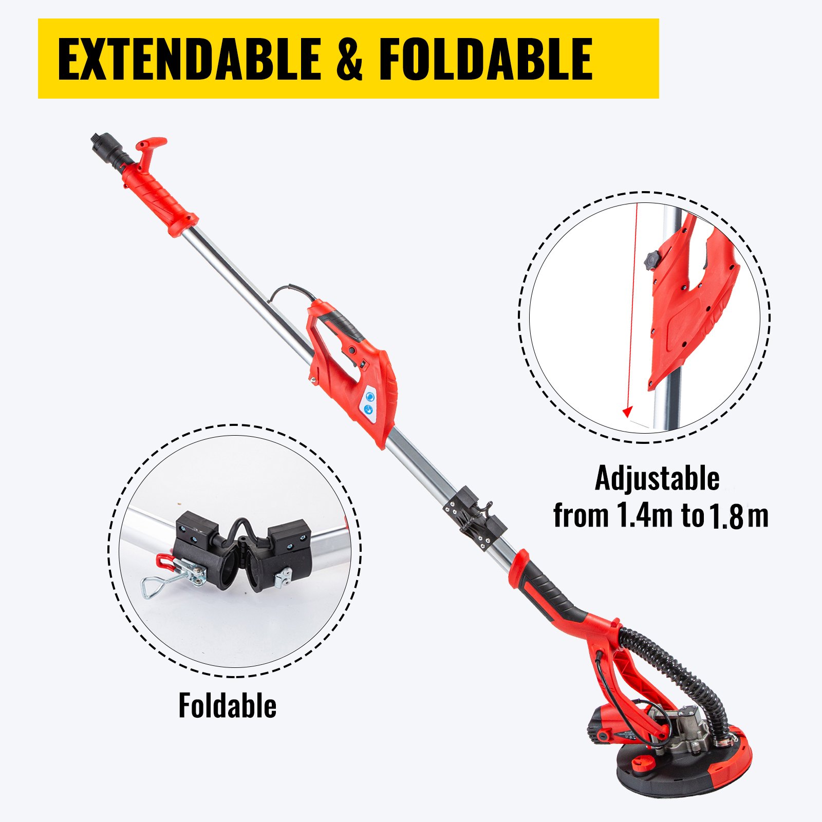 VEVOR Drywall Sander 850W, Variable Speed Wall Sander 8001750RPM with